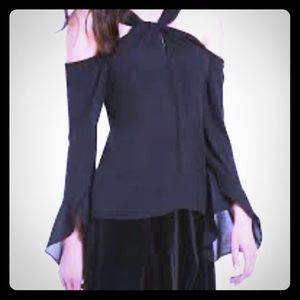 H Halston cold shoulder knot blouse.